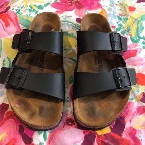 Black leather Birkenstock’s